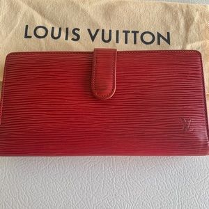 Authentic Louis Vuitton Red Epi Long Wallet